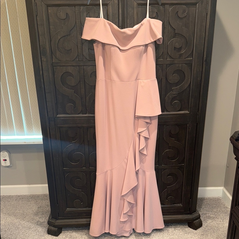 Betsy & Adam Strapless Pink Ruffle Dress